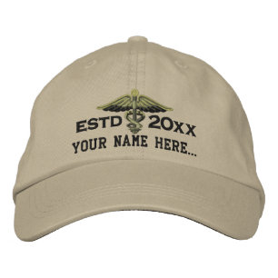 Personalized Year Your Text Medical Caduceus Embroidered Hat