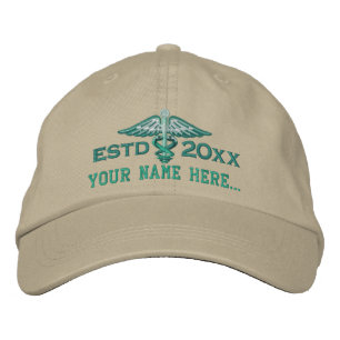 Personalized Year Your Text Medical Caduceus Embroidered Hat