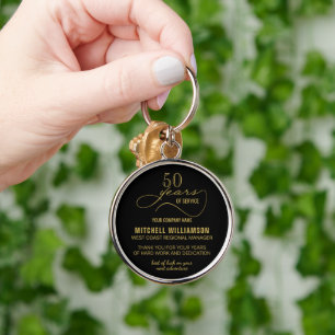 Personalized Years of Service Retirement Keepsake Keychain