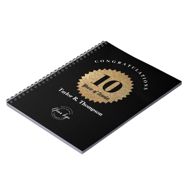 Personalized Years of Service Staff Appreciation Notebook (Left Side)