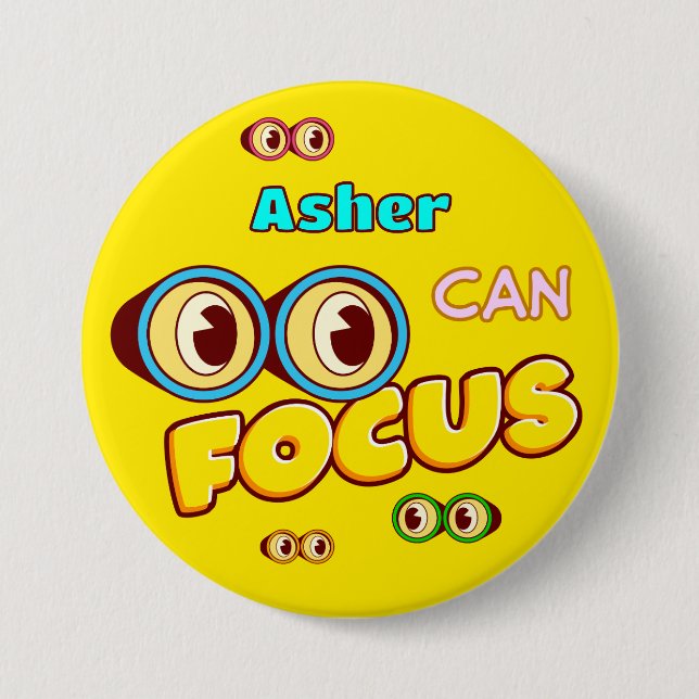 Personalized Yellow Affirmation Funny Binoculars 3 Inch Round Button (Front)