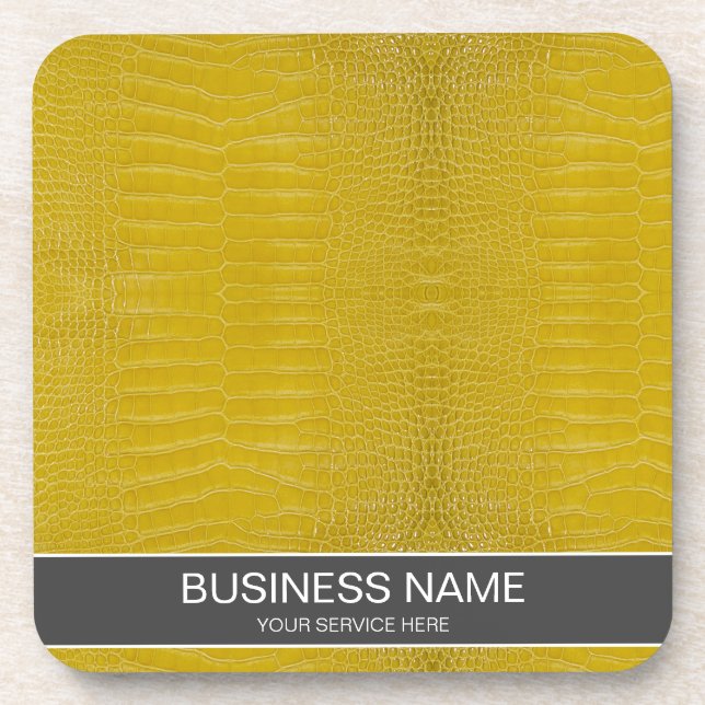 Personalized Yellow Alligator Texture Print Coaster (Front)