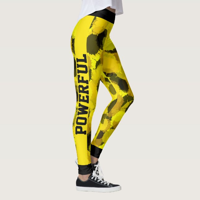 Personalized Yellow and Black Modern Pattern Leggings (Right)