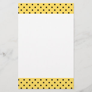 Personalized Yellow and Black Polka Dot Pattern Stationery