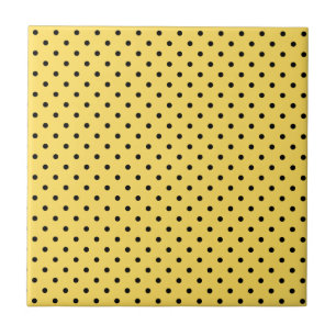 Personalized Yellow and Black Polka Dot Pattern Tile