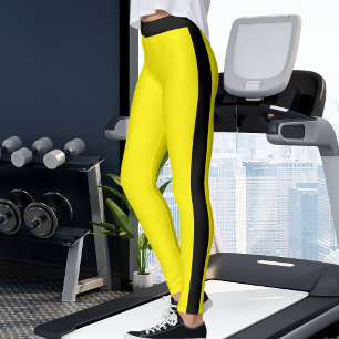 Personalized Yellow And Black Stripes Custom Made Leggings