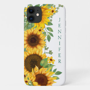 Personalized Yellow and Green Sunflower Bouquet iPhone 11 Case