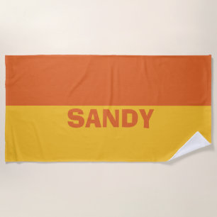 Personalized yellow and orange  beach towel