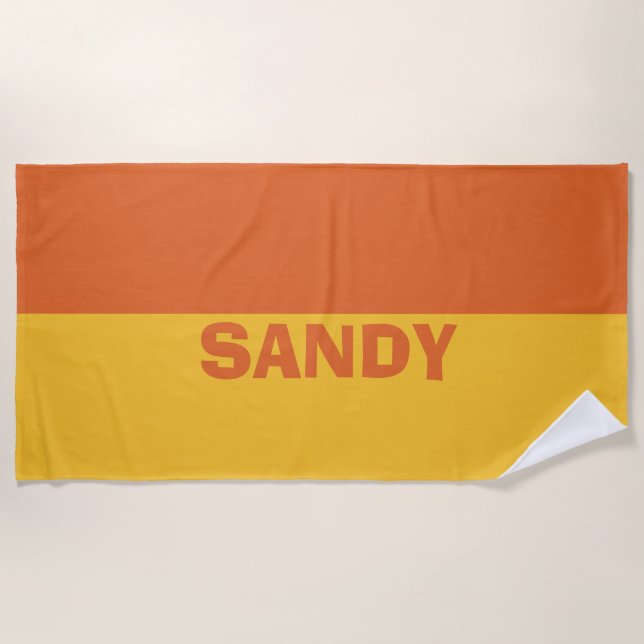Personalized yellow and orange  beach towel (Front)