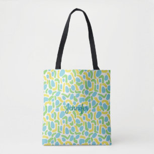 Personalized Yellow, Baby Blue and Lime Green  Tot Tote Bag