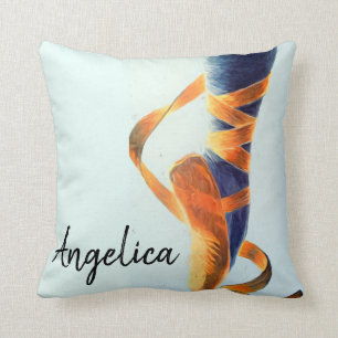 Personalized Yellow Ballerina Slipper Throw Pillow