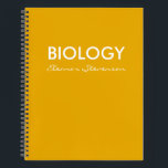Personalized Yellow Biology Science Graph Paper Notebook<br><div class="desc">A cute,  trendy notebook to take to biology class or for homework with a simple,  minimalist cover and space for the school subject and your name to be personalized.</div>