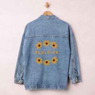 Personalized Yellow Black Eyed Susan Floral  Denim Jacket