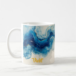Personalized Yellow Blue Marble Name Teacher Gift Coffee Mug