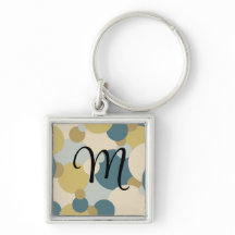 Personalized yellow-blue molecules keychain