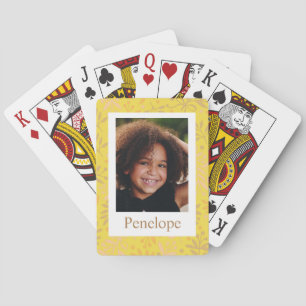 Personalized Yellow Botanical Photo Name Unique Playing Cards