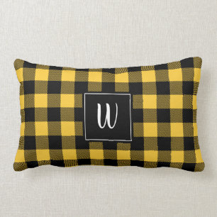Personalized Yellow Buffalo Plaid Pillow Modern