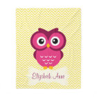 Personalized Yellow Chevron Pink Owl