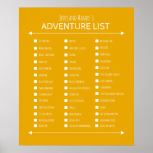 Personalized yellow couple's adventure list poster