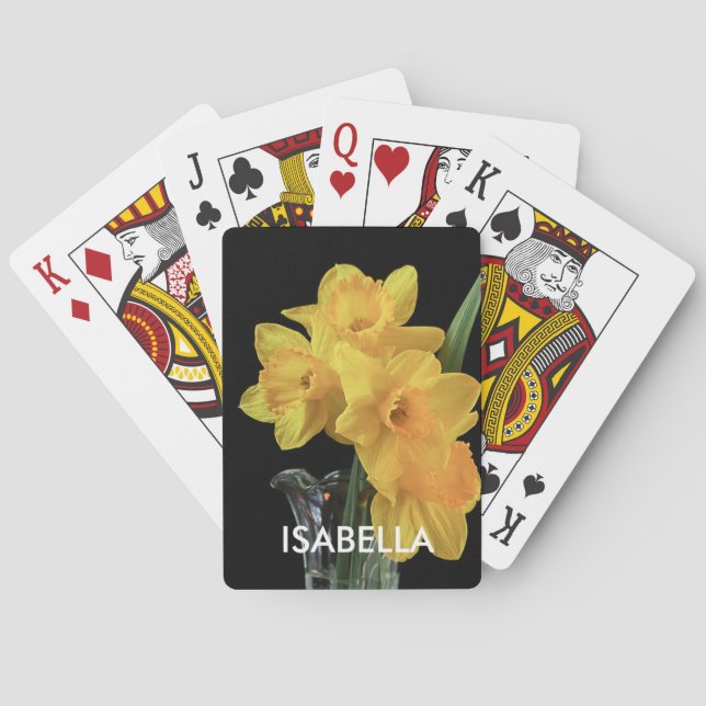 Personalized Yellow Daffodil Playing Cards (Back)
