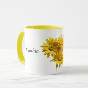Personalized Yellow Daisy Floral Mug