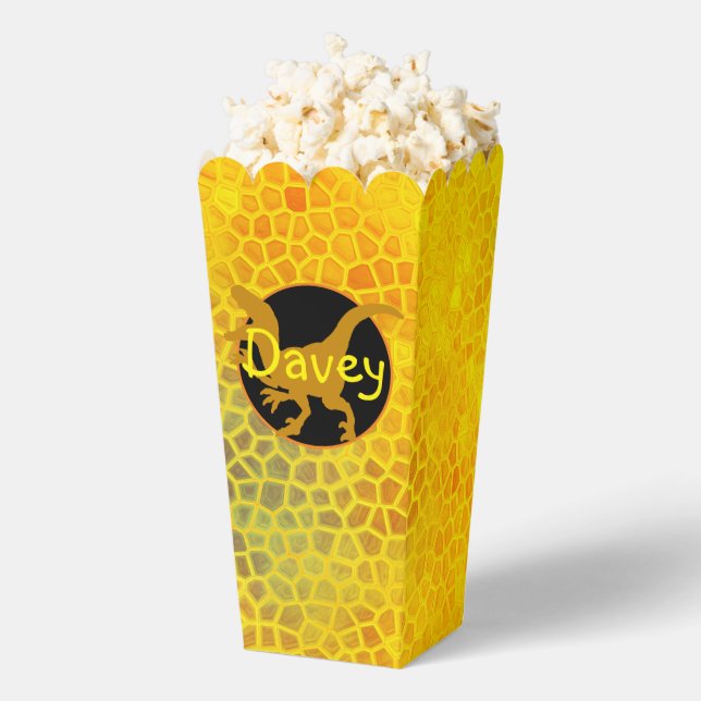 Personalized Yellow Dinosaur Hide Favor Box (Popped)