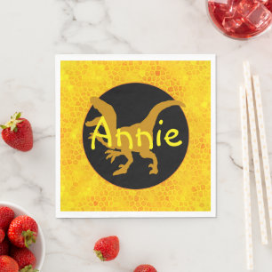 Personalized Yellow Dinosaur Hide Napkin
