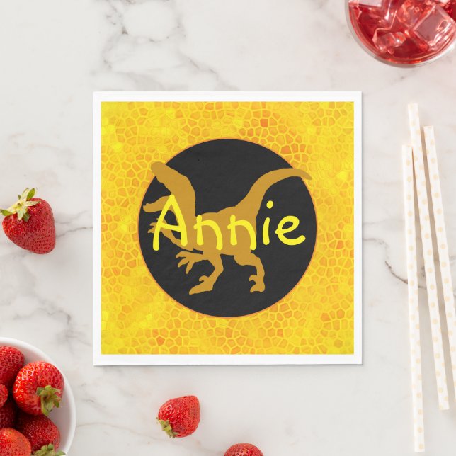 Personalized Yellow Dinosaur Hide Napkin (Insitu)