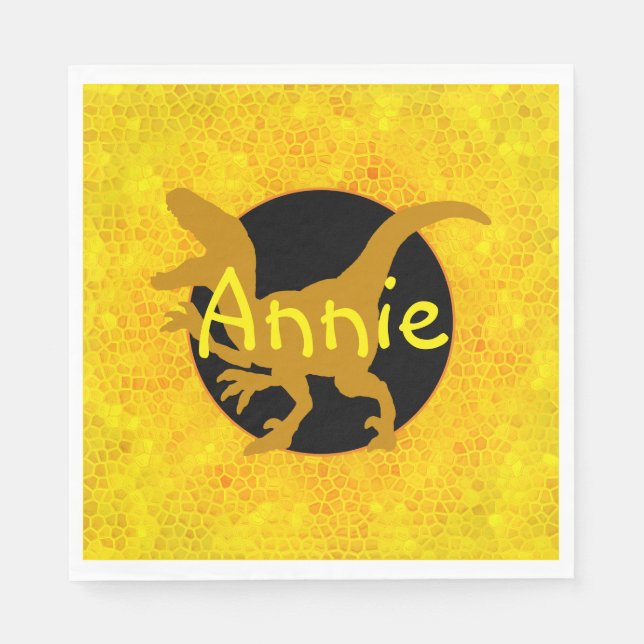 Personalized Yellow Dinosaur  Napkin (Front)