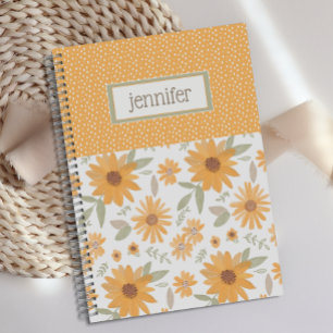 Personalized Yellow Dots Sunflower Journal