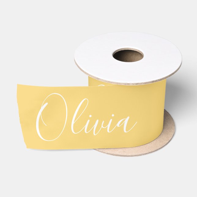 Personalized Yellow Elegant Name Satin Ribbon (Spool)