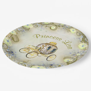 Personalized Yellow Floral Princess Enchanted Paper Plate