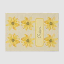 Personalized Yellow Floral Tissue Paper Wrapper