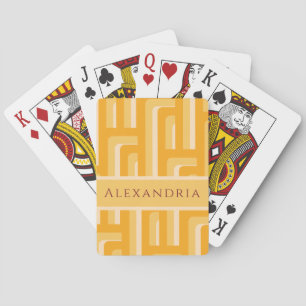 Personalized Yellow Geometric Pattern Playing Cards