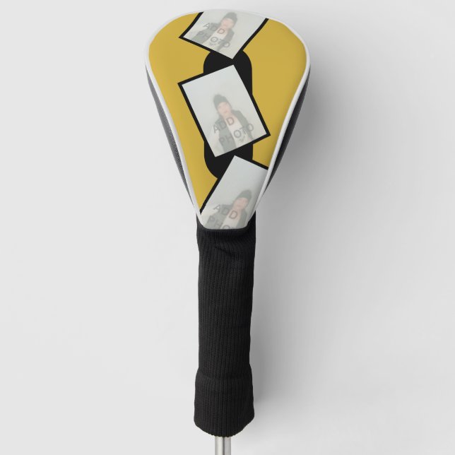 Personalized Yellow Golf Head Cover with Photos (Front)