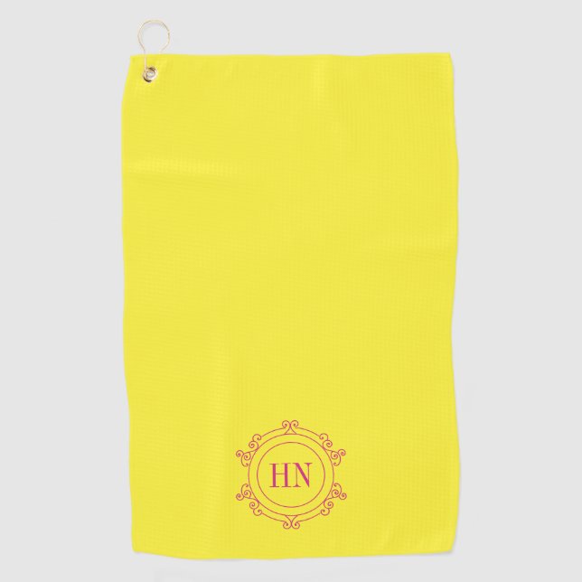 Personalized Yellow Golf Towel with Initials (Front)