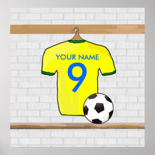 Personalized Yellow Green Football Soccer Jersey Poster