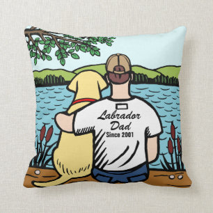 Personalized Yellow Labrador and Dad 2 Throw Pillow