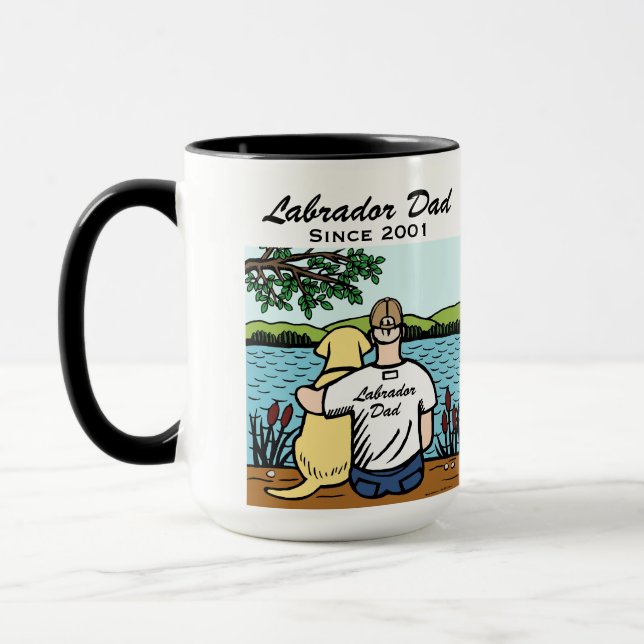 Personalized Yellow Labrador and Dad Mug (Left)