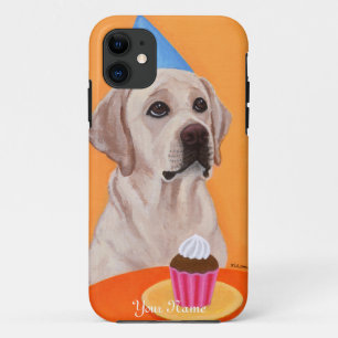 Personalized Yellow Labrador Birthday Cupcake iPhone 11 Case