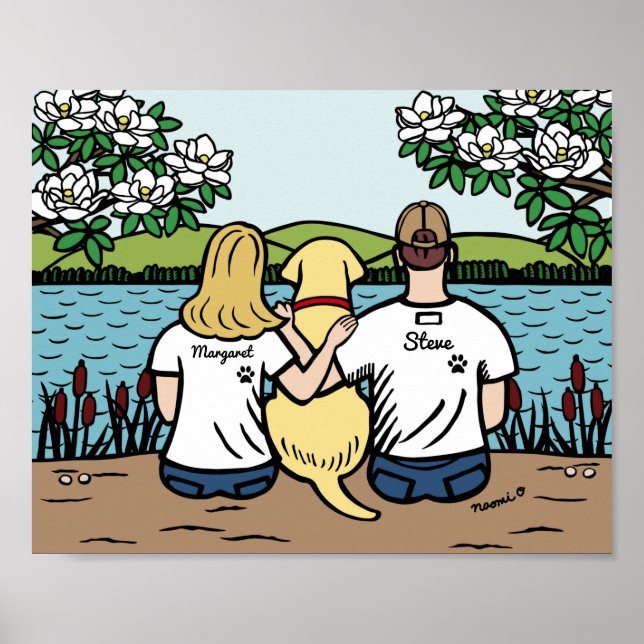 Personalized Yellow Labrador Family Blonde L Poster (Front)