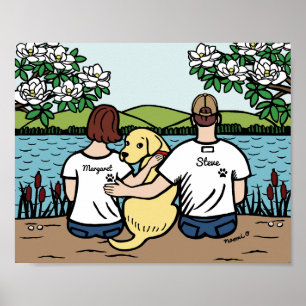 Personalized Yellow Labrador Family Brown S Poster