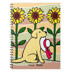 Personalized Yellow Labrador with Sunflowers Notebook