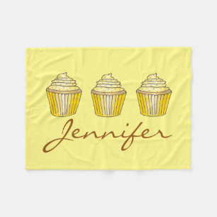 Personalized Yellow Lemon Cake Cupcake Foodie Fleece Blanket