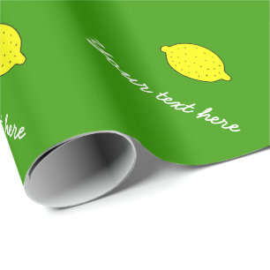 Personalized yellow lemon fruit pattern wrapping paper