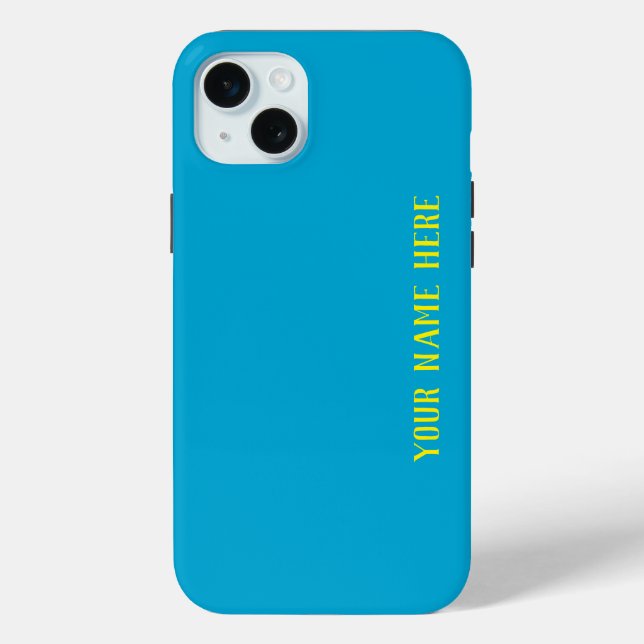 Personalized Yellow Name Solid Baby Blue Colour Case-Mate iPhone Case (Back)