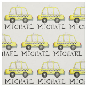 Personalized Yellow NYC Taxi Cab Chequered Car Fabric