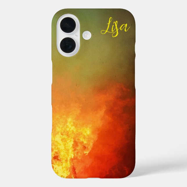 Personalized Yellow Orange Fire Apple iPhone Case (Back)