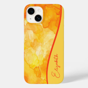 Personalized Yellow Orange Watercolor Case-Mate iPhone 14 Case