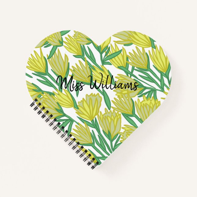 Personalized Yellow Original Art Floral Design  Notebook (Front)